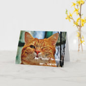 Mishandeling Cat Funny Humor Winking Greeting Kaart (Gele Bloem)
