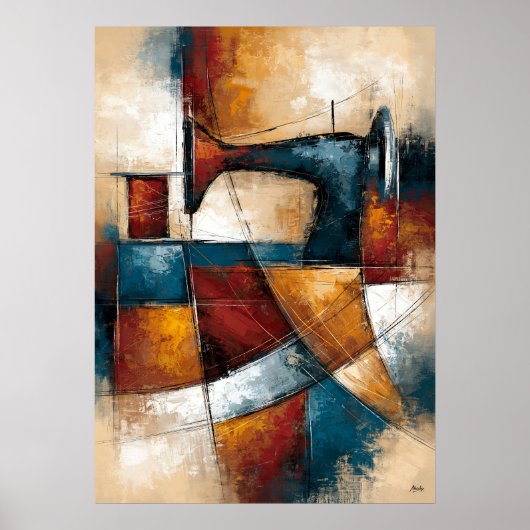 Mishin Naaimachine Abstracte Kunst voor de Naaikam Poster (Voorkant)