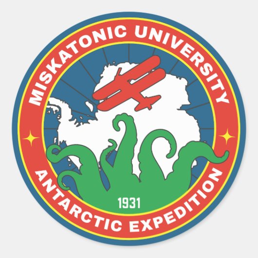 Miskatonic University Antarctic Expedition Ronde Sticker (Voorkant)