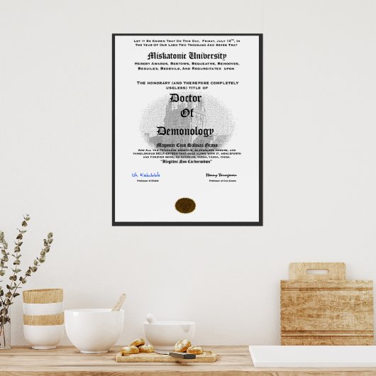 Miskatonic University Doctor in de Demonolgy Poster (Keuken)
