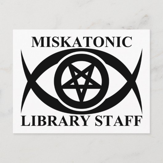 MISKATONISCH BIBLIOTHEEKPERSONEEL BRIEFKAART (Voorkant)