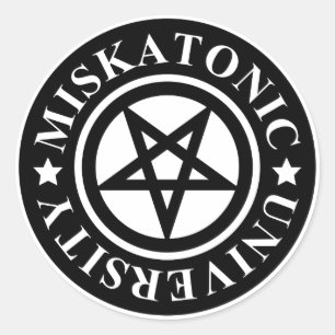 MISKATONISCHE UNIVERSITEIT RONDE STICKER