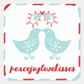 Miskelzen Kussen Kuikens Mr & Mrs 1e Kerstmis Vierkante Sticker (Voorkant)