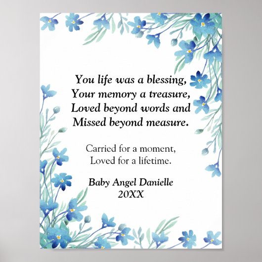 Miskraam Condoleance Vergeet me niet Baby Angel Poster (Voorkant)