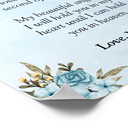 Miskraam condoleancebrief aan mijn baby jongen eng poster (Hoek)