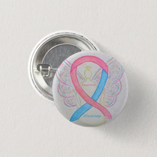 Miskramen van bewustzijn Ribbon Angel - aangepaste Ronde Button 3,2 Cm (Voorkant /achterkant)