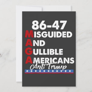 Misleide en goedgelovige Amerikanen 86-47 Aankondiging