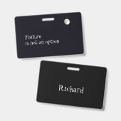 Mislukking is geen optie gepersonaliseerd badge (Voor- en achterkant)