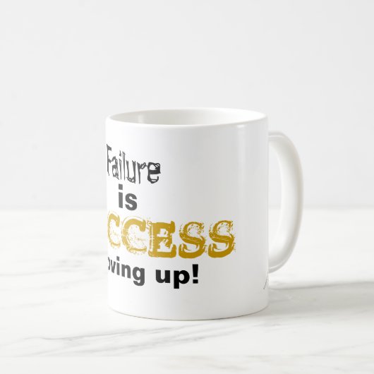 Mislukking is succes dat omhoog beweegt koffiemok (Voorkant rechts)