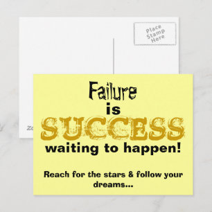 Mislukking is Succes dat Staat te Gebeuren Quote Briefkaart