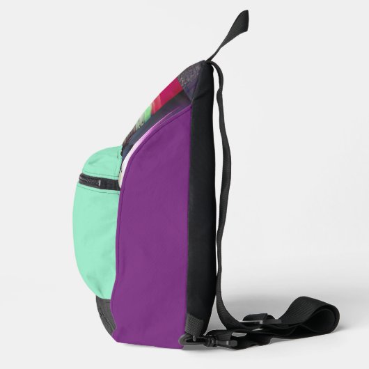 Mislukte laaddonker glitch art abstract raster sling bag (Rechts)