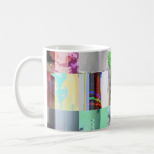 Mislukte laaddonker glitch kunst abstract raster koffiemok (Links)