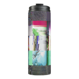 Mislukte laaddonker glitch kunst abstract raster thermosbeker