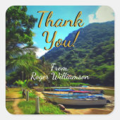 Mismaloya Boats Dank je wel 0350 Vierkante Sticker (Voorkant)