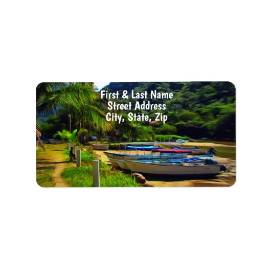 Mismaloya Boats on The River 0350 Address Etiket (Voorkant)