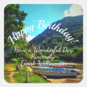 Mismaloya Boats op de Birthday 0350 Vierkante Sticker (Voorkant)