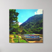 Mismaloya Boats op de rivier 0350 Art Canvas Afdruk (Voorkant)