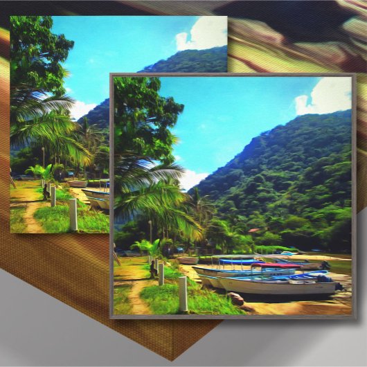 Mismaloya Boats op de rivier 0350 Art Canvas Afdruk