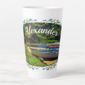 Mismaloya Boats op de rivier 0350 Latte Mok (Voorkant)