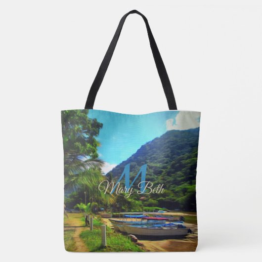 Mismaloya Boats op de rivier 0350 Tote Bag (Achterkant)
