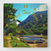 Mismaloya Boats op de rivier 0350 Vierkante Klok (Voorkant)