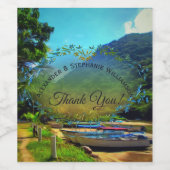 Mismaloya Boats op de rivier 0350 Wijn Etiket (Enkel label)