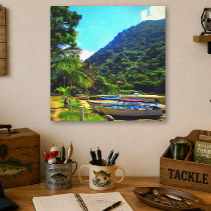 Mismaloya-rivier Vissersboten Mexico 0350 Kunst Canvas Afdruk