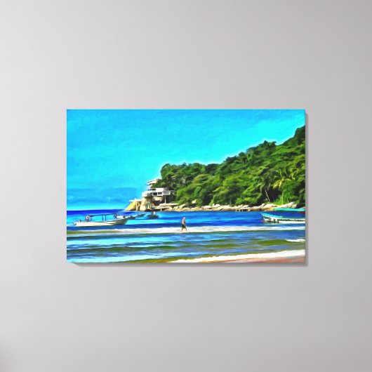 Mismaloya Vissen Boats 0346 Canvas Afdruk (Voorkant)