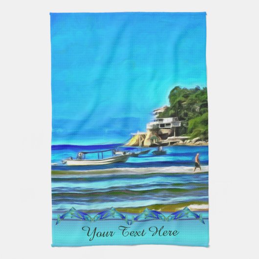 Mismaloya Vissen Boats 0346 Theedoek (Verticaal)