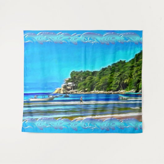 Mismaloya Vissen Boats 0346 Wandkleed (Voorkant (horizontaal))