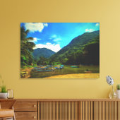 Mismaloya, Vissende Boats 0344 art. Canvas Afdruk (Insitu (Woonkamer))