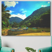 Mismaloya, Vissende Boats 0344 art. Canvas Afdruk