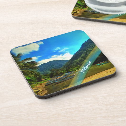 Mismaloya, Vissende Boats 0344 Bier Onderzetter (Linkerzijde)