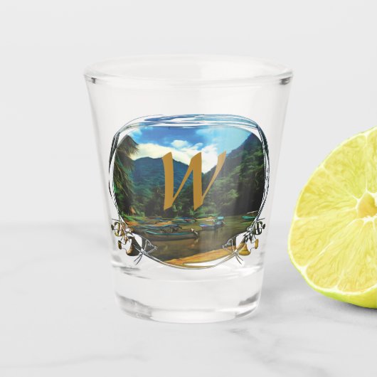 Mismaloya, Vissende Boats 0344 Shot Glas (Voorkant)