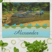 Mismaloya, Vissende Boats 0344 Theedoek (Gevouwen)