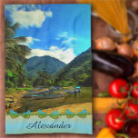 Mismaloya, Vissende Boats 0344 Theedoek<br><div class="desc">Schilderen "Mismaloya River Vist Boats 0344" Collectie Brighten elke keuken op met nieuwe keukenhanddoeken! Ontworpen voor een leven lang gebruik, mooi uitzien en ook goed opruimen! Pas het product aan op de productpagina of klik op de knop Aanpassen voor meer ontwerpopties. Ontwerp gemaakt van mijn schilderij "Mismaloya River Vist Boats...</div>