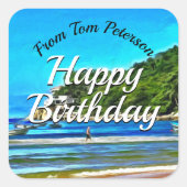 Mismaloya Vist Boats Birthday 0346 Vierkante Sticker (Voorkant)