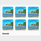 Mismaloya Vist Boats Birthday 0346 Vierkante Sticker (Vel)