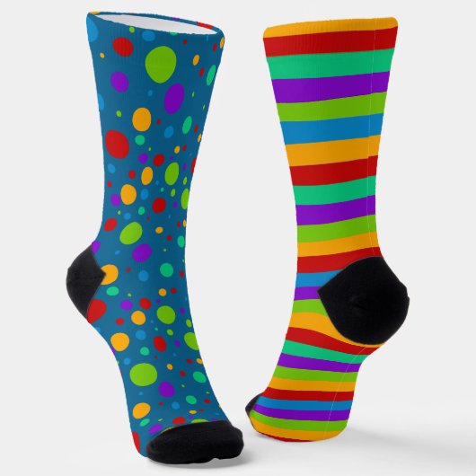 Mismatch regenboogstripes Polka Dot Sokken (Gebogen)