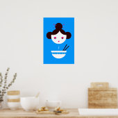 Miso girl (aanpasbare achtergrond!) poster (Keuken)