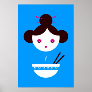 Miso girl (aanpasbare achtergrond!) poster