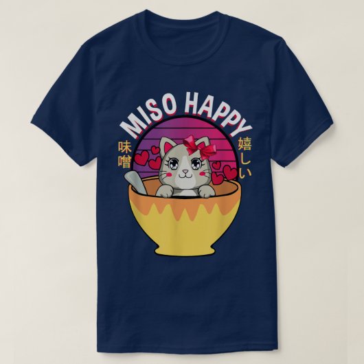 Miso Happy Anime Cat Miso Soup Omiotsuke Japans T-shirt (Design voorkant)