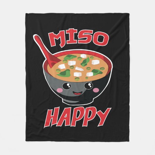 Miso Happy Funny Food Kawaii Fleece Deken (Voorkant)
