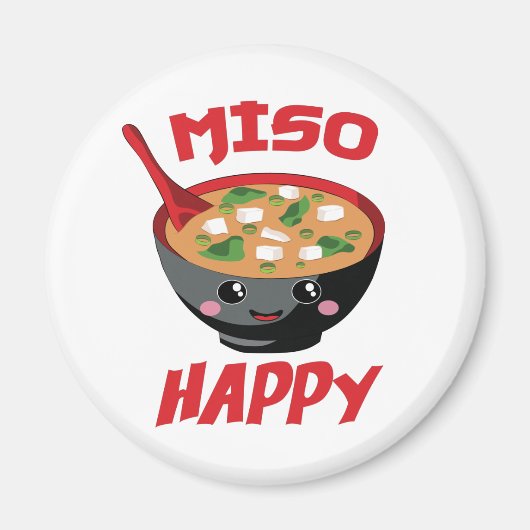Miso Happy Funny Food Kawaii Magneet (Voorkant)