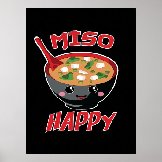 Miso Happy Funny Food Kawaii Poster (Voorkant)