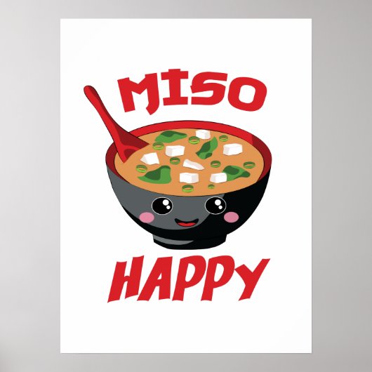 Miso Happy Funny Food Kawaii Poster (Voorkant)