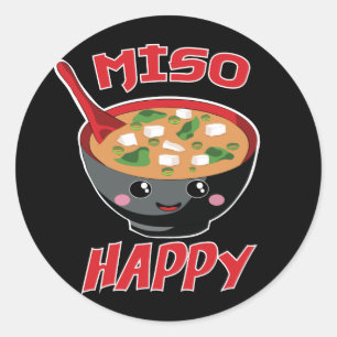 Miso Happy Funny Food Kawaii Ronde Sticker