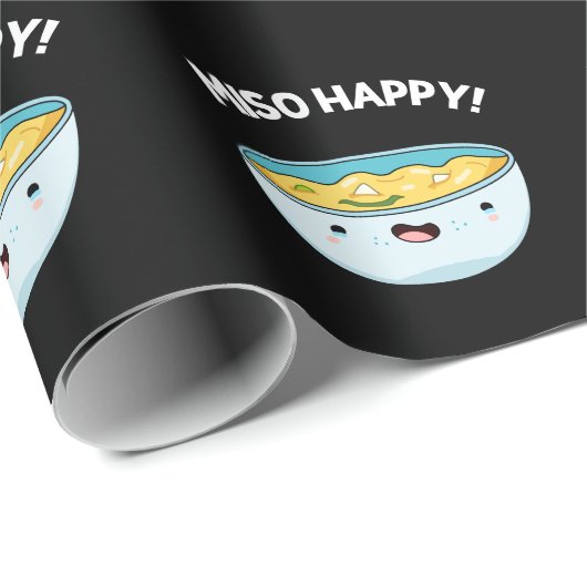 Miso Happy Funny Soup Pun Dark BG Cadeaupapier (Rol Hoek)