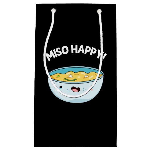 Miso Happy Funny Soup Pun Dark BG Klein Cadeauzakje (Voorkant)