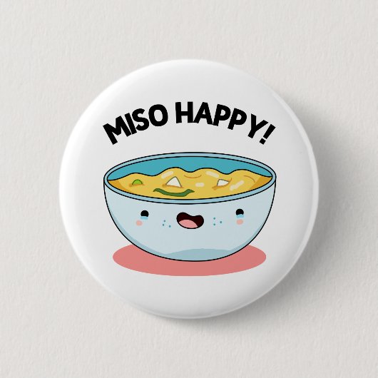 Miso Happy Funny Soup Pun Ronde Button 5,7 Cm (Voorkant)